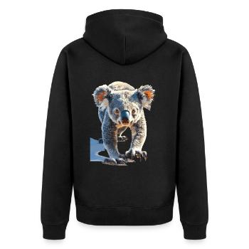 Koala - Unisex Premium Bio Zip Hoodie - Schwarz - Hinten - Nico (187cm)