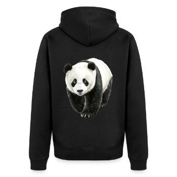 Panda - Unisex Premium Bio Zip Hoodie - Schwarz - Hinten - Nico (187cm)