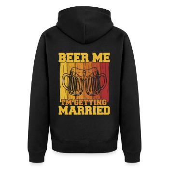 Beer Brewing for Beer Lovers Wedding - Unisex Premium Organic Zip Hoodie - black - Back - Nico (187cm)