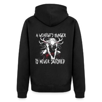 Wendigo Kryptide Cryptid - Unisex Premium Bio Zip Hoodie - Schwarz - Hinten - Nico (187cm)