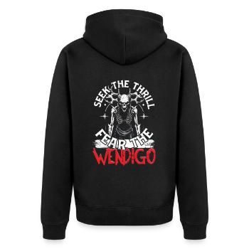 Wendigo Kryptide Cryptid - Unisex Premium Bio Zip Hoodie - Schwarz - Hinten - Nico (187cm)