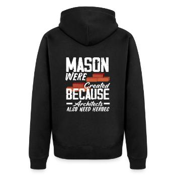 Masons and masons became heroes of the - Unisex Premium Organic Zip Hoodie - black - Back - Nico (187cm)