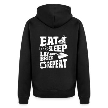 Maurer manger dormir poser brique répéter - Veste à capuche bio Premium Unisexe - noir - Dos - Nico (187cm)