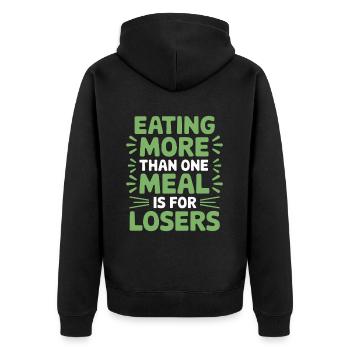 Intervallfasten Intermittierendes Fasten - Unisex Premium Bio Zip Hoodie - Schwarz - Hinten - Nico (187cm)