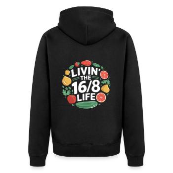 Intermittent fasting Intermittent fasting - Unisex Premium Organic Zip Hoodie - black - Back - Nico (187cm)