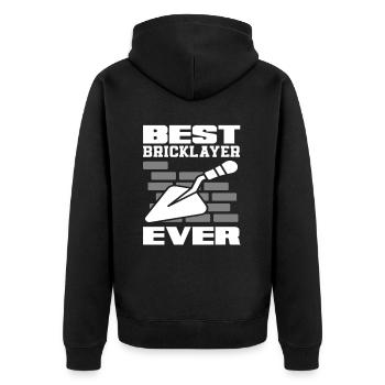 Bricklayer Best Mason Ever - Unisex Premium Organic Zip Hoodie - black - Back - Nico (187cm)