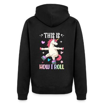 This Is How I Rollerskater Inline Skate - Unisex Premium Bio Zip Hoodie - Schwarz - Hinten - Nico (187cm)
