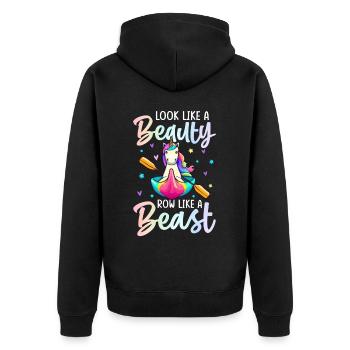 Look Like A Beauty Row Like A Beast Rowing Lover - Unisex Premium Organic Zip Hoodie - black - Back - Nico (187cm)