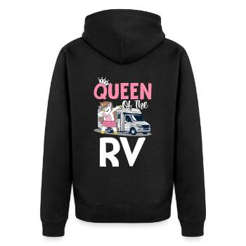 Queen Of The Rv Camping Girl Weibliche Camper - Unisex Premium Bio Zip Hoodie - Schwarz - Hinten - Nico (187cm)