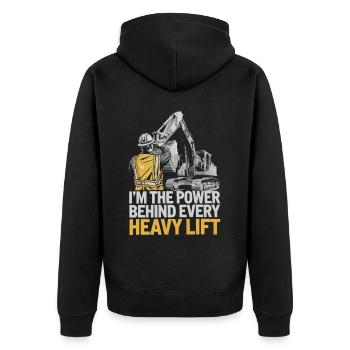 Heavy Equipment Operator Job Construction Worker - Unisex Premium Organic Zip Hoodie - black - Back - Nico (187cm)