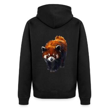 Roter Panda - Unisex Premium Bio Zip Hoodie - Schwarz - Hinten - Nico (187cm)