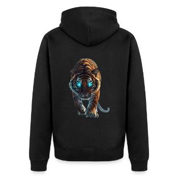 Tiger - Unisex Premium Bio Zip Hoodie - Schwarz - Hinten - Nico (187cm)