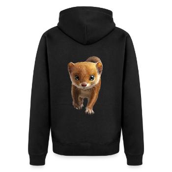 Wiesel - Unisex Premium Bio Zip Hoodie - Schwarz - Hinten - Nico (187cm)