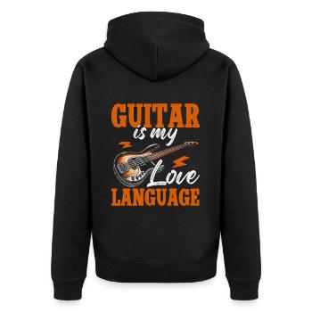 Bassiste, Guitariste, Guitare électrique - Veste à capuche bio Premium Unisexe - noir - Dos - Nico (187cm)