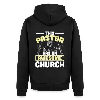 Priest Pastor Gift for Christians - Unisex Premium Organic Zip Hoodie - black - Back - Nico (187cm)