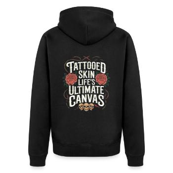 Tattoo Studio Tattoo Artist Tattoo Ideen - Unisex Premium Bio Zip Hoodie - Schwarz - Hinten - Nico (187cm)