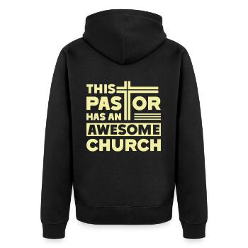 Priest Pastor Gift for Christians - Unisex Premium Organic Zip Hoodie - black - Back - Nico (187cm)