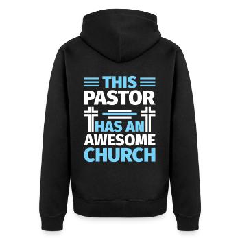 Priest Pastor Gift for Christians - Unisex Premium Organic Zip Hoodie - black - Back - Nico (187cm)