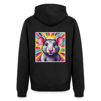 Pop Art Rat - Unisex Premium Organic Zip Hoodie - black - Back - Nico (187cm)