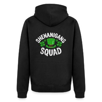 Shenanigans Squad - Unisex Premium Organic Zip Hoodie - black - Back - Nico (187cm)