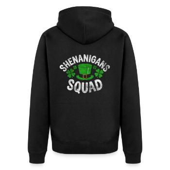 Shenanigans Squad - Unisex Premium Organic Zip Hoodie - black - Back - Nico (187cm)