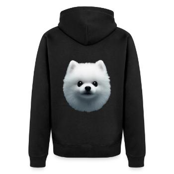 Zwergspitz - Unisex Premium Bio Zip Hoodie - Schwarz - Hinten - Nico (187cm)
