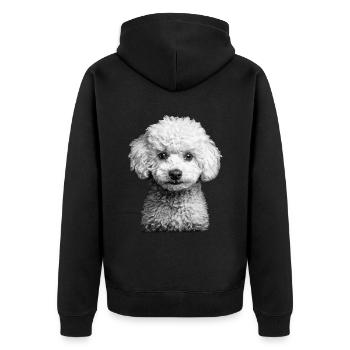 Pudel - Unisex Premium Bio Zip Hoodie - Schwarz - Hinten - Nico (187cm)