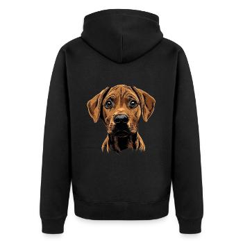 Rhodesian Ridgeback - Unisex Premium Bio Zip Hoodie - Schwarz - Hinten - Nico (187cm)