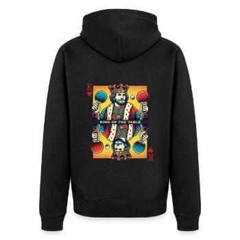 Retro Tischtennis König Spielkarte Vintage Stil - Unisex Premium Bio Zip Hoodie - Schwarz - Hinten - Nico (187cm)