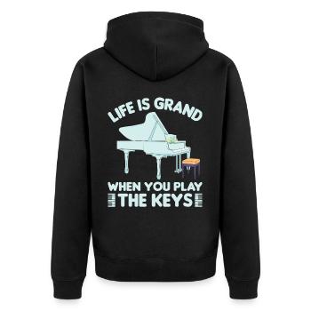 Piano Klavier Pianiste - Veste à capuche bio Premium Unisexe - noir - Dos - Nico (187cm)