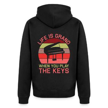 Piano Klavier Pianiste - Veste à capuche bio Premium Unisexe - noir - Dos - Nico (187cm)