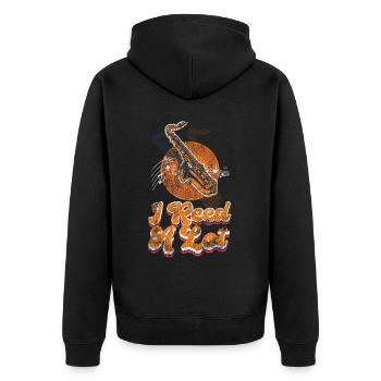 Saxophone Pun I Reed A Lot - Unisex Premium Organic Zip Hoodie - black - Back - Nico (187cm)