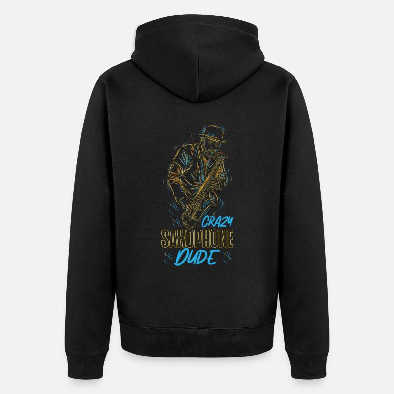 Saxophone Crazy Saxophone Dude - Veste à capuche bio Premium Unisexe - noir