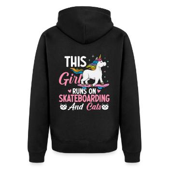 Skateboarding and Cats Female Skateboarders - Unisex Premium Organic Zip Hoodie - black - Back - Nico (187cm)