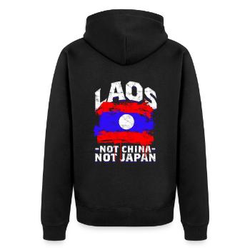 Laos Not China Not Japan Laotische Wurzel - Unisex Premium Bio Zip Hoodie - Schwarz - Hinten - Nico (187cm)
