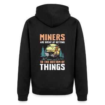 Miners Are Great Getting To The Bottom Of Things - Unisex Premium Bio Zip Hoodie - Schwarz - Hinten - Nico (187cm)