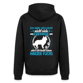 Harz fox is my friend Old German herding dog - Unisex Premium Organic Zip Hoodie - black - Back - Nico (187cm)