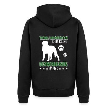 Mountain Dog Don't Trust Swiss Mountain Dog - Unisex Premium Organic Zip Hoodie - black - Back - Nico (187cm)