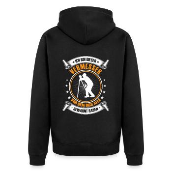 Ich bin dieser Vermessungstechniker Landvermesser - Unisex Premium Bio Zip Hoodie - Schwarz - Hinten - Nico (187cm)