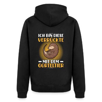 Armadillo Crazy with Armadillo Armadillo Armadillo - Unisex Premium Organic Zip Hoodie - black - Back - Nico (187cm)