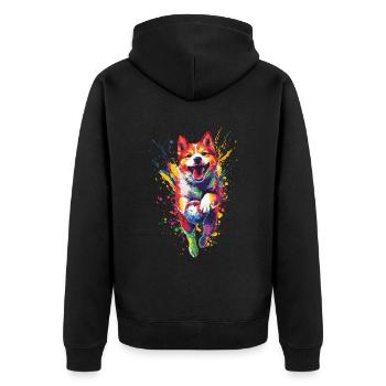 Akita - Unisex Premium Bio Zip Hoodie - Schwarz - Hinten - Nico (187cm)