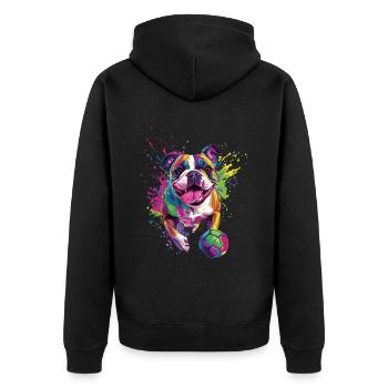 Bulldogge - Unisex Premium Bio Zip Hoodie - Schwarz - Hinten - Nico (187cm)