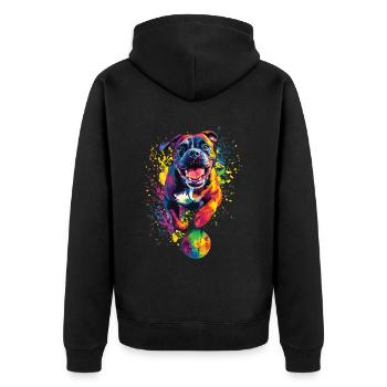 Bullmastiff - Unisex Premium Bio Zip Hoodie - Schwarz - Hinten - Nico (187cm)