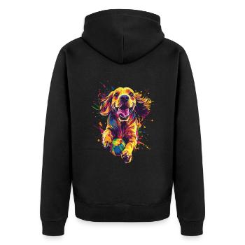 Cocker Spaniel - Unisex Premium Bio Zip Hoodie - Schwarz - Hinten - Nico (187cm)