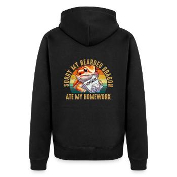 bearded dragon ate my homework, reptile bearded - Unisex Premium Bio Zip Hoodie - Schwarz - Hinten - Nico (187cm)