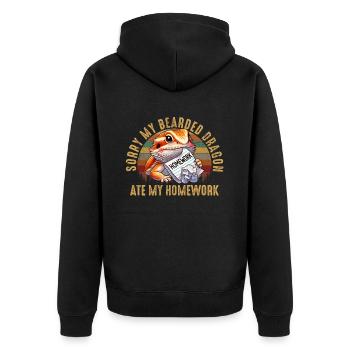 bearded dragon ate my homework, reptile bearded - Unisex Premium Bio Zip Hoodie - Schwarz - Hinten - Nico (187cm)