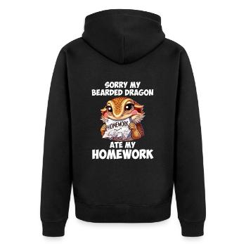bearded dragon ate my homework, reptile bearded - Unisex Premium Bio Zip Hoodie - Schwarz - Hinten - Nico (187cm)