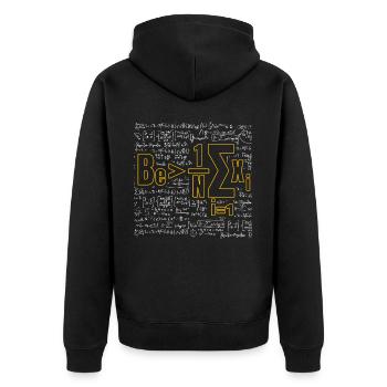 Mathe-Wortspiel – Sei größer als der Durchschnitt - Unisex Premium Bio Zip Hoodie - Schwarz - Hinten - Nico (187cm)