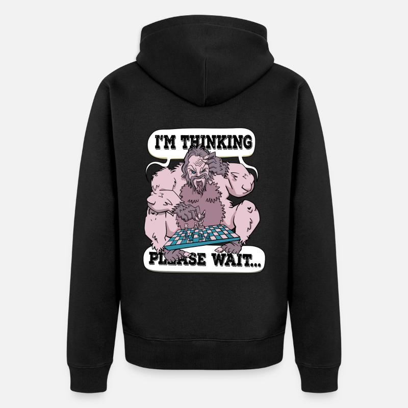 Ich denke, bitte warte Schach - Unisex Premium Bio Zip Hoodie - Schwarz