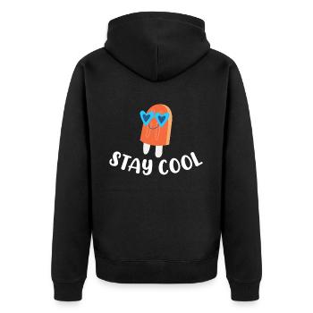 Sommer Eis Stiel Lustige Eiscreme Beach Pool Party - Unisex Premium Bio Zip Hoodie - Schwarz - Hinten - Nico (187cm)